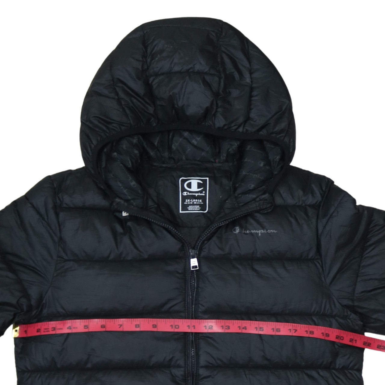 Champion Men's Black 2XL Hooded Puffer Jacket Full Zip Winter Coat