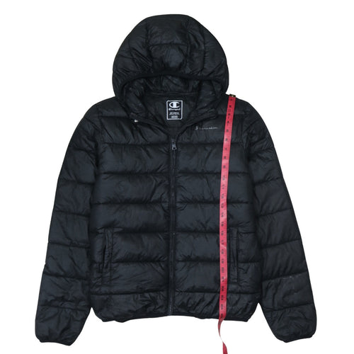 Champion Men's Black 2XL Hooded Puffer Jacket Full Zip Winter Coat