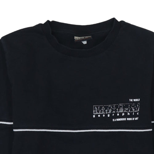Napapijri Teens Black Logo Crew Neck Sweatshirt Size 14 Regular Fit