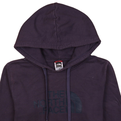 The North Face Womens Purple Pullover Hoodie Small Logo Print Casual