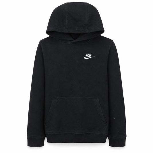 Front view of Nike boys’ black pullover hoodie l 147-158cm fleece sweatshirt