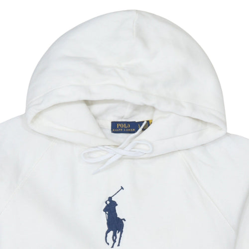 Polo Ralph Lauren Boys White Large Pullover Hoodie Cotton Blend Logo