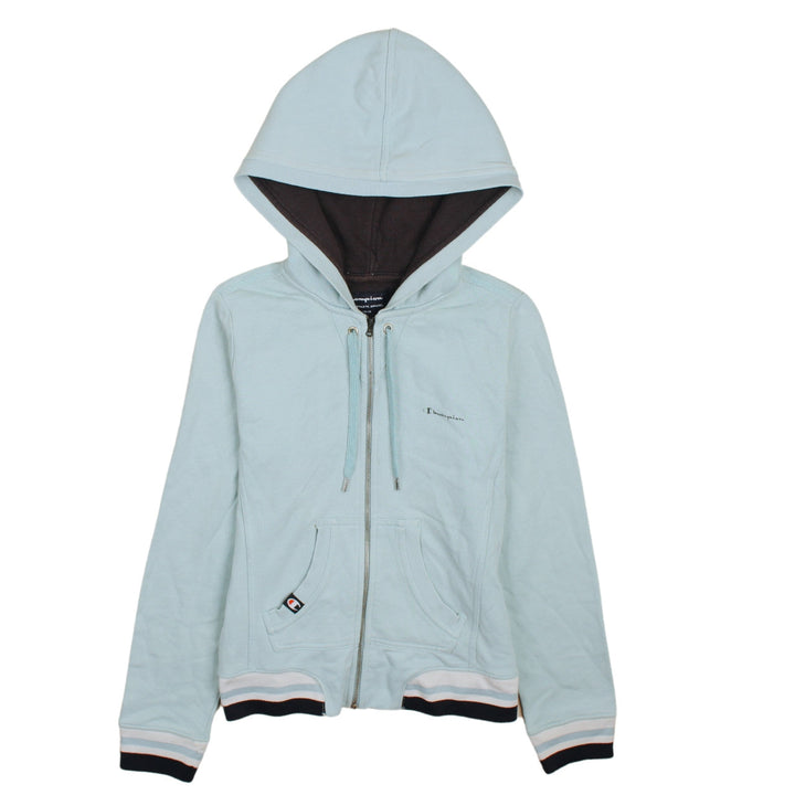 Champion Women's Light Blue Full Zip Hoodie Size S Cotton Blend