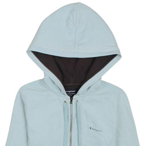 Champion Women's Light Blue Full Zip Hoodie Size S Cotton Blend
