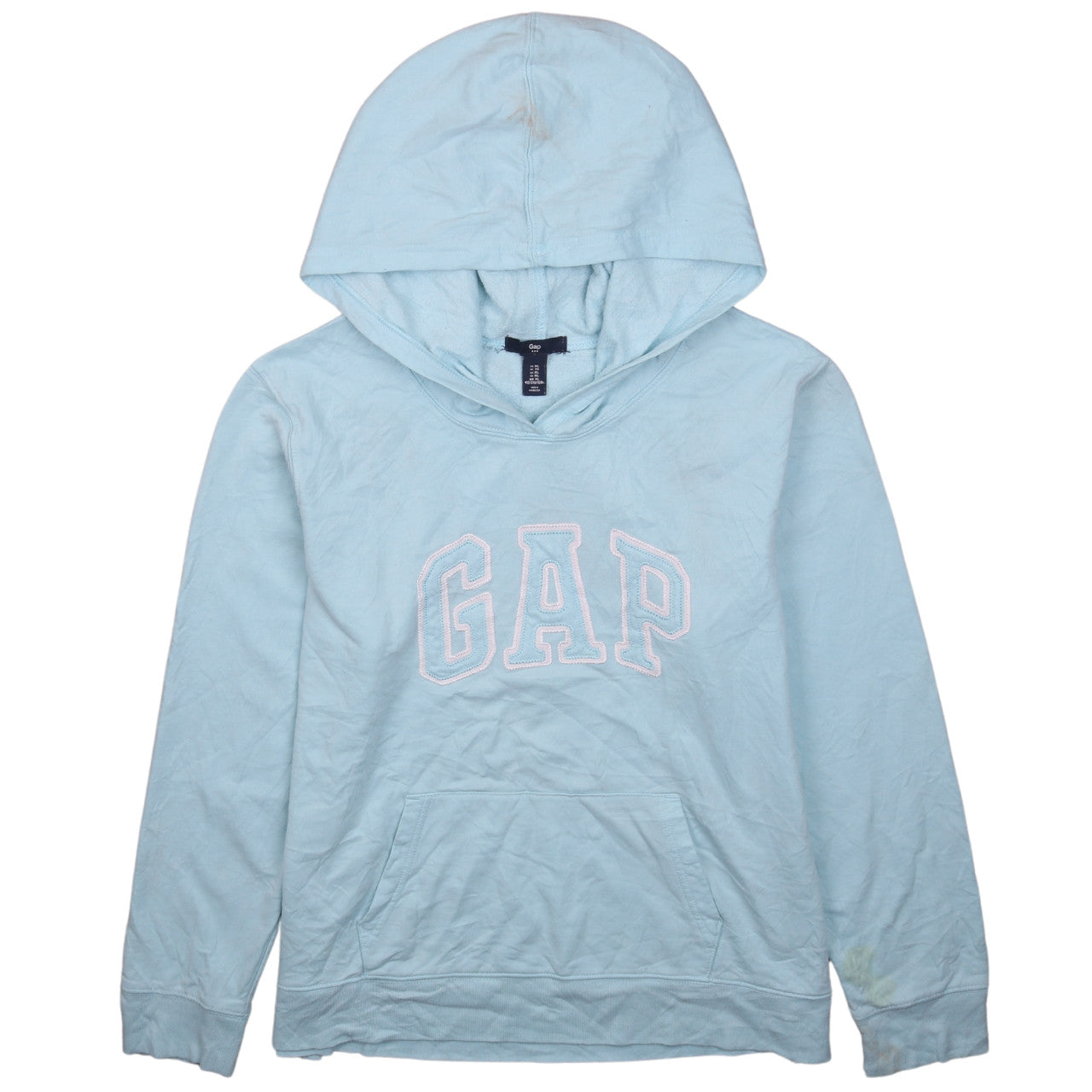 GAP Women Light Blue Pullover Hoodie XL Cotton Blend Logo Print