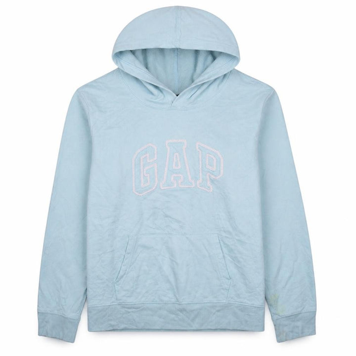 Gap Women Light Blue Pullover Hoodie XL Cotton Blend Logo Print