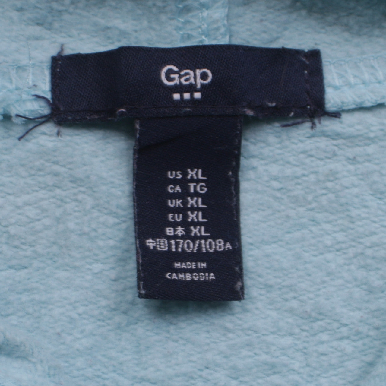 GAP Women Light Blue Pullover Hoodie XL Cotton Blend Logo Print
