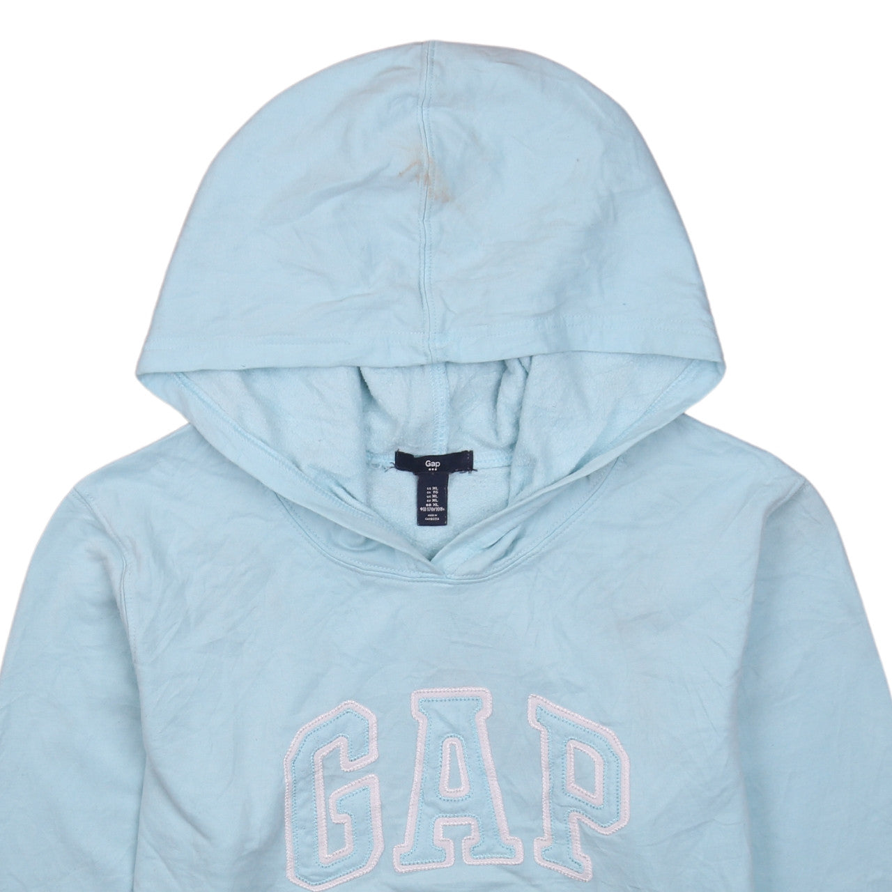 GAP Women Light Blue Pullover Hoodie XL Cotton Blend Logo Print