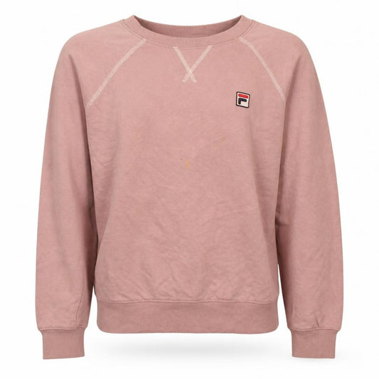 Front view of Fila Women Pink Crew Neck Pullover Sweatshirt, size S