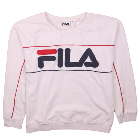 Fila Mens White Logo Sweatshirt L Crew Neck Pullover