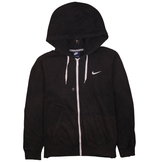 Nike Men's Black XL Full Zip Hoodie with Logo and Drawstring
