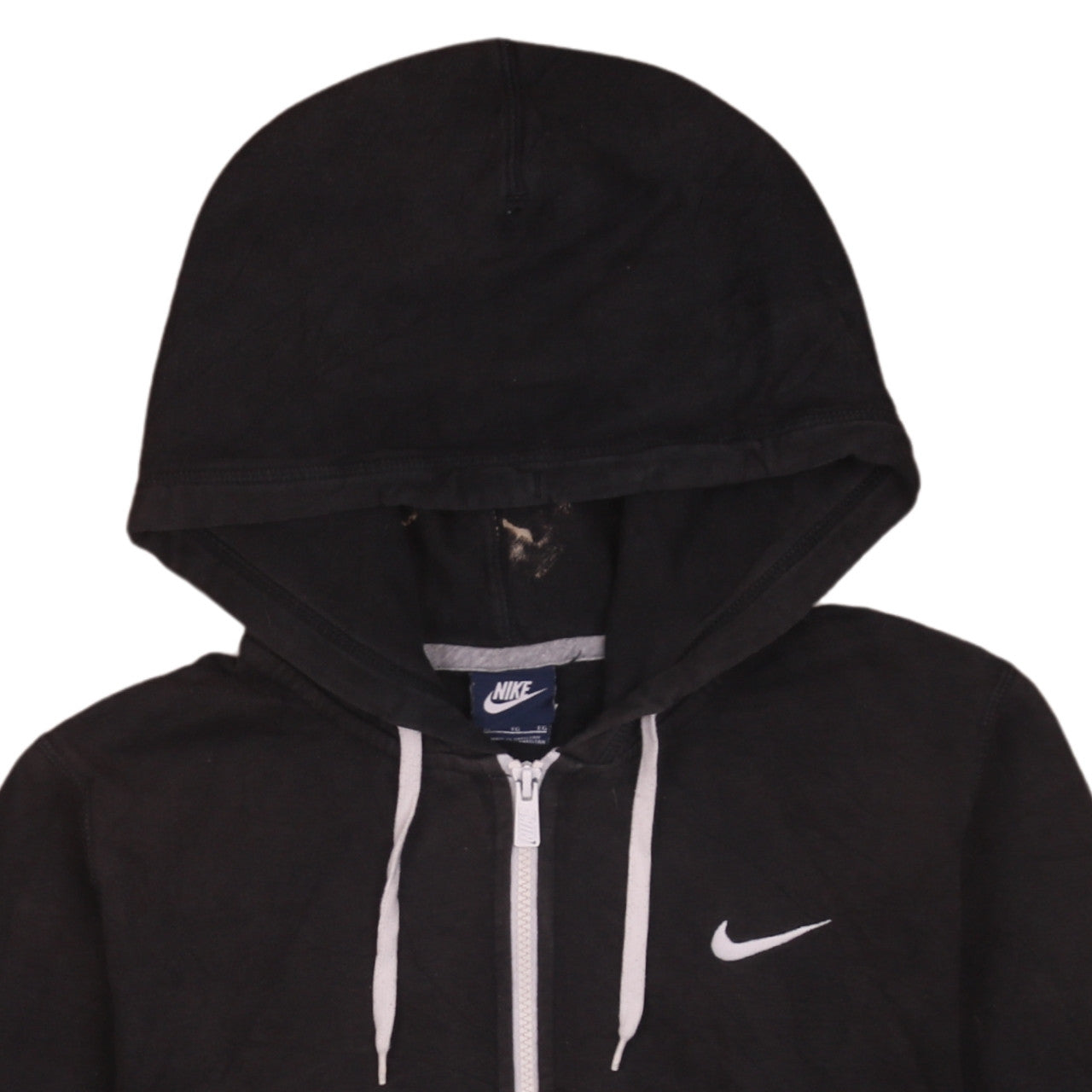 Nike Men's Black XL Full Zip Hoodie with Logo and Drawstring