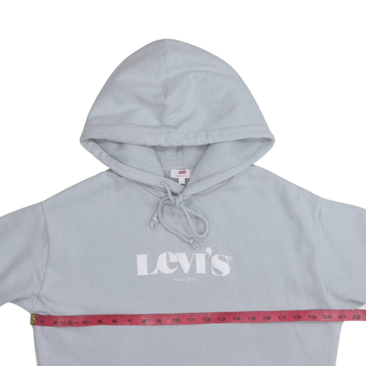 Levi's Women's Light Blue Pullover Hoodie Size S Cotton Logo Sweatshirt