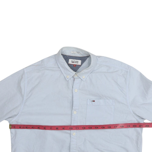 Hilfiger Denim Men's Blue Button-Down Casual Shirt L Regular Fit