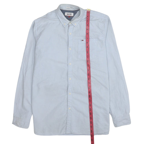 Hilfiger Denim Men's Blue Button-Down Casual Shirt L Regular Fit