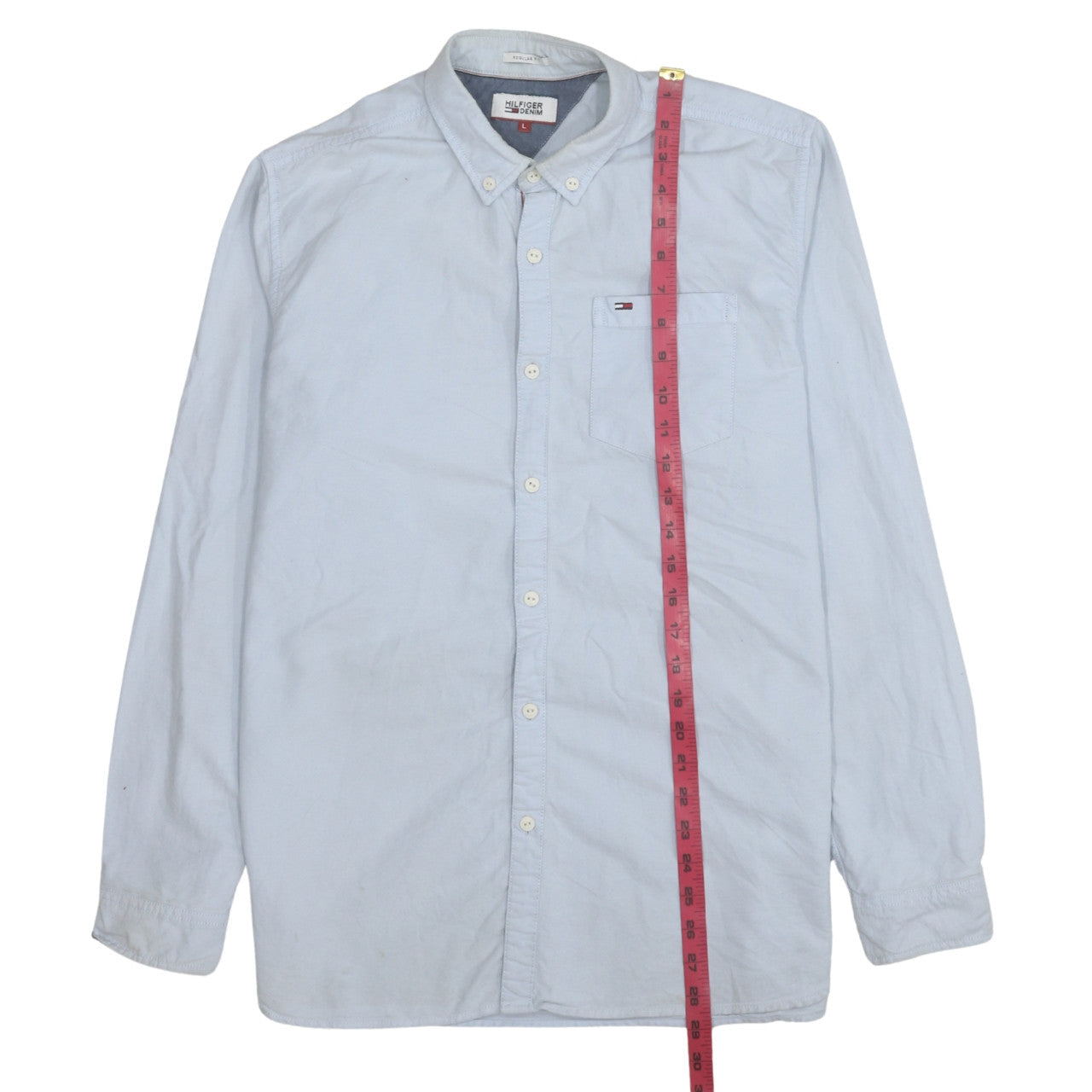 Hilfiger Denim Men's Blue Button-Down Casual Shirt L Regular Fit