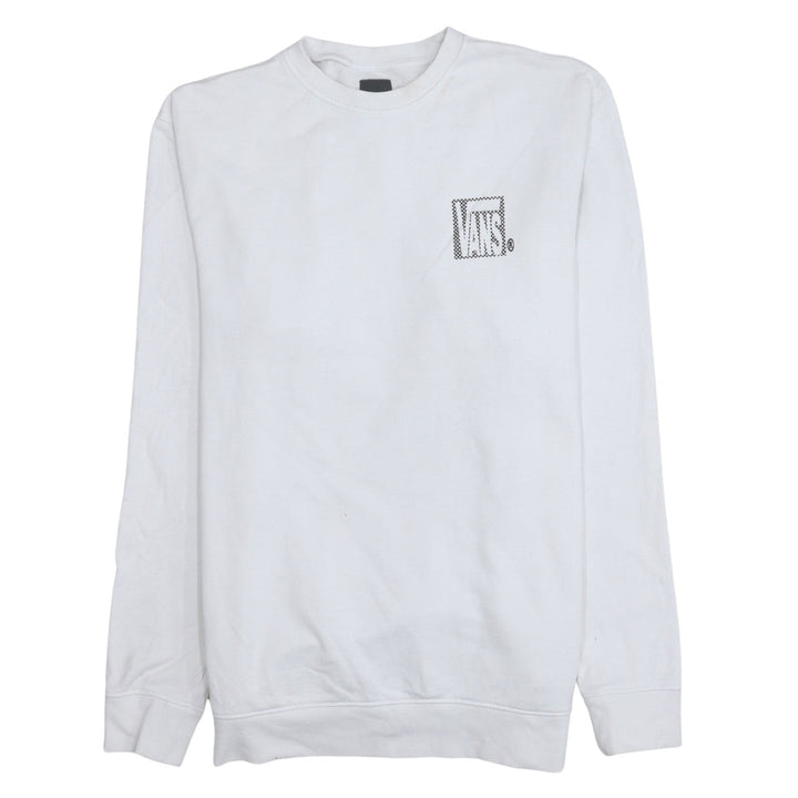 Vans Men's White Large Pullover Sweatshirt Graphic Print Crew Neck