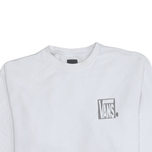 Vans Men's White Large Pullover Sweatshirt Graphic Print Crew Neck