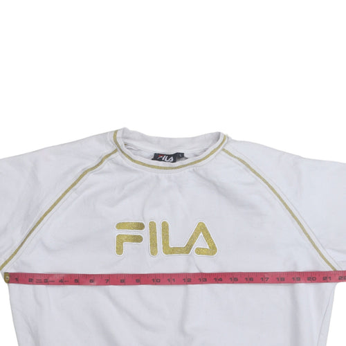 Fila Womens White Gold Logo Pullover Sweatshirt L