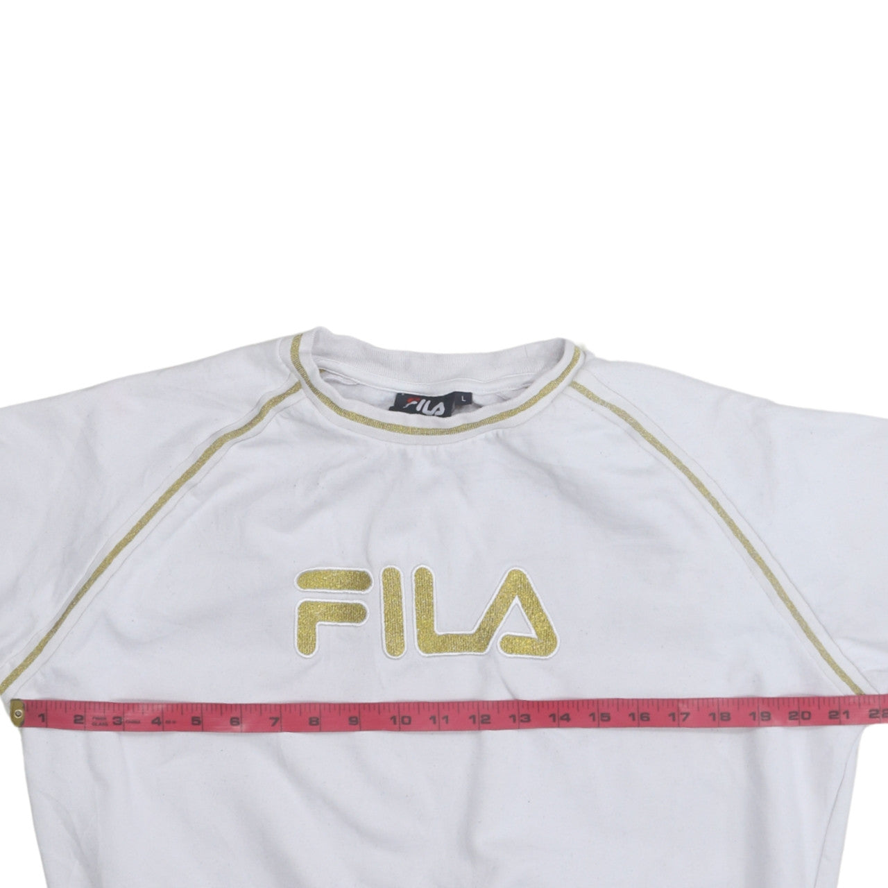Fila Womens White Gold Logo Pullover Sweatshirt L