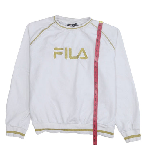 Fila Womens White Gold Logo Pullover Sweatshirt L