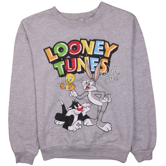 Looney Tunes Grey Graphic Pullover Sweatshirt Women XS