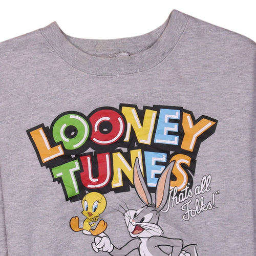 Looney Tunes Grey Graphic Pullover Sweatshirt Women XS