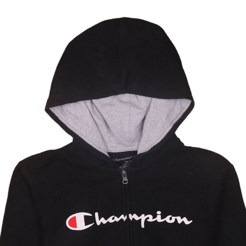 Champion Boys Black Full Zip Hoodie 14-16 Years Cotton Blend Athleticwear