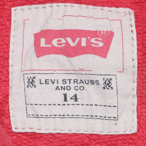 Levi's Boys Red Logo Pullover Hoodie Size 14 Cotton Fleece Casual