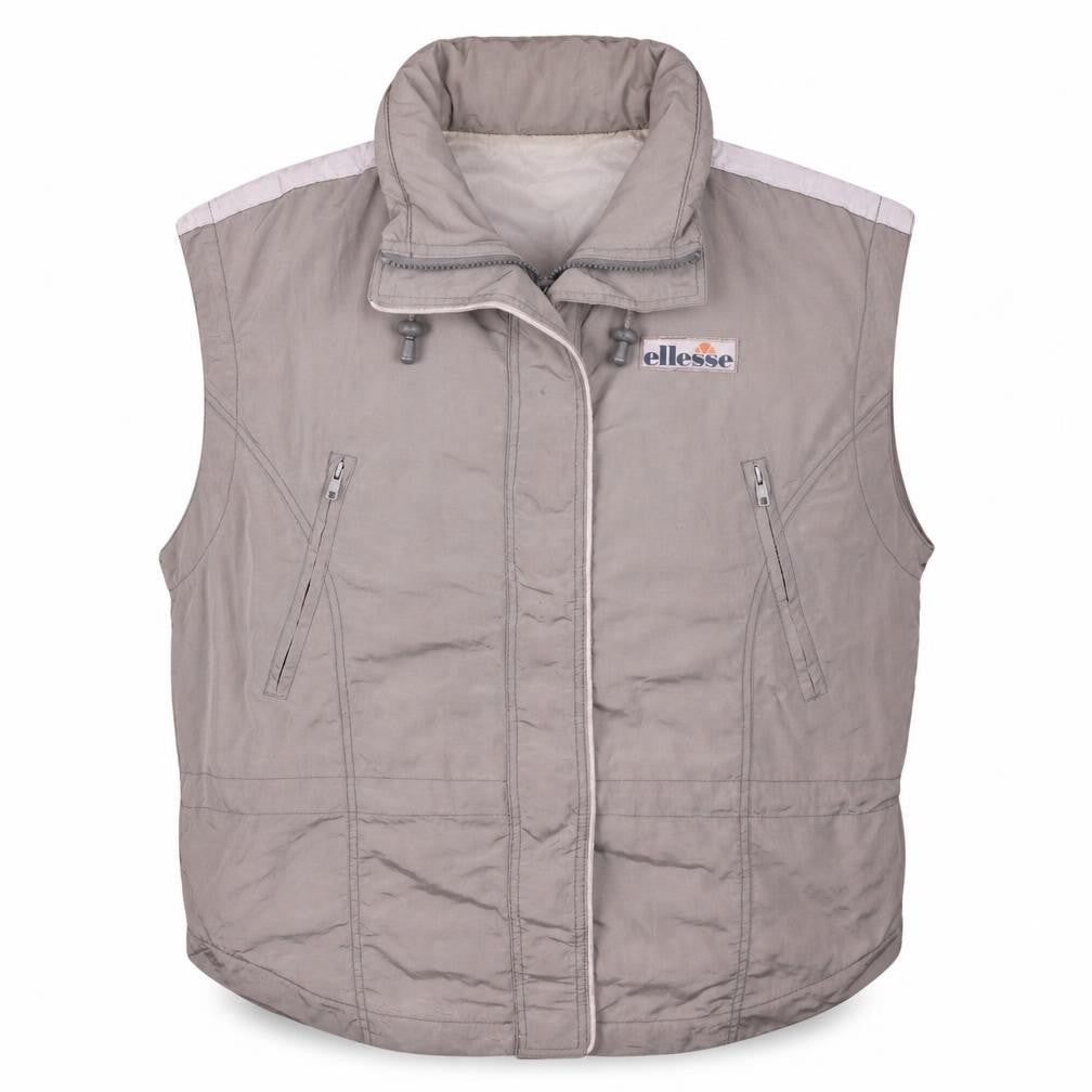 Front view of Ellesse Men's Beige Padded Bodywarmer Waistcoat, size 40, Regular