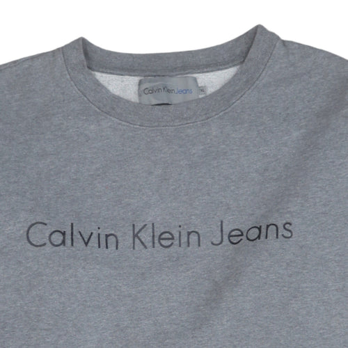 Calvin Klein Mens Grey XL Pullover Sweatshirt Logo Crew Neck