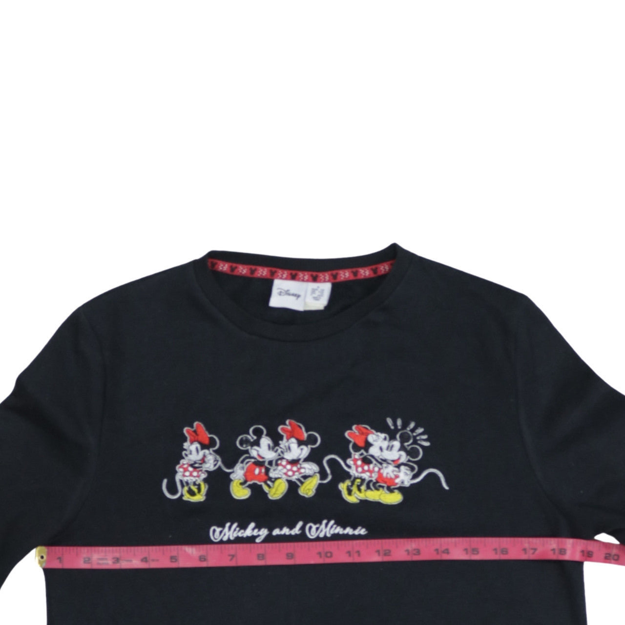 Disney Women Black Cotton Pullover Sweatshirt Mickey & Minnie Size S
