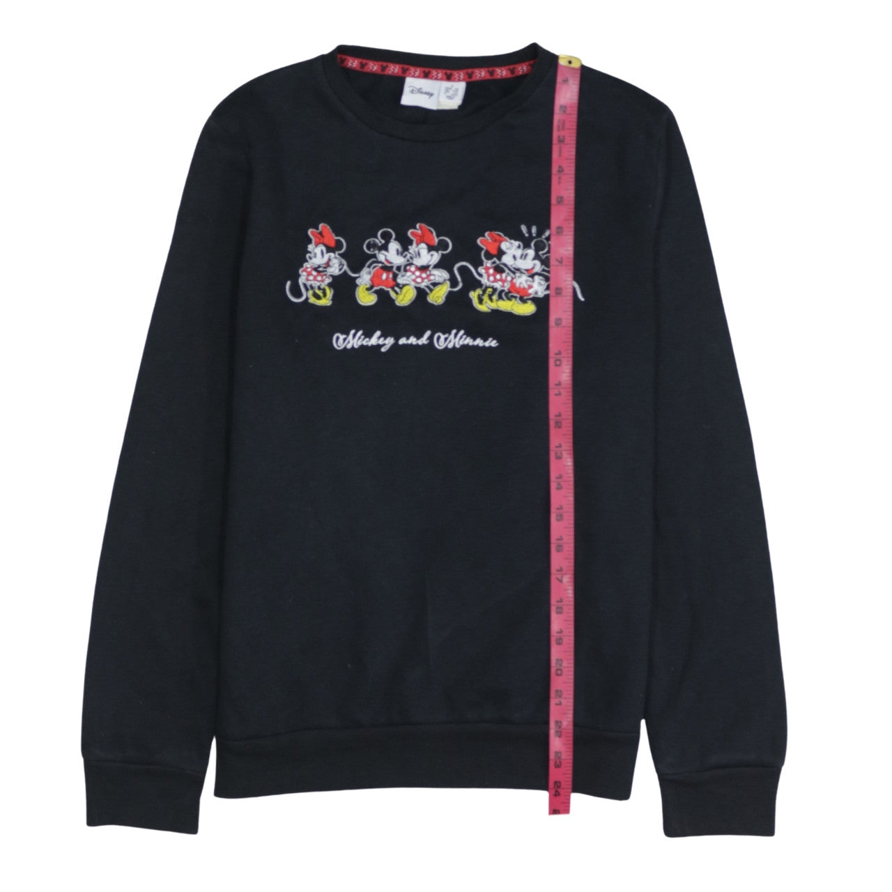 Disney Women Black Cotton Pullover Sweatshirt Mickey & Minnie Size S