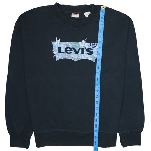 Levi's Men's Black Floral Logo Crew Neck Sweatshirt Size S