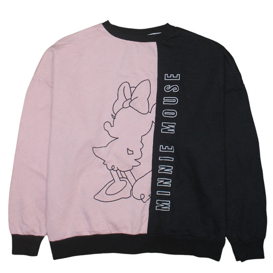 Disney Women Black Pink Minnie Mouse Colourblock Sweatshirt L
