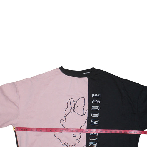 Disney Women Black Pink Minnie Mouse Colourblock Sweatshirt L