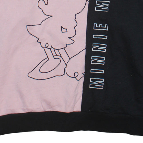 Disney Women Black Pink Minnie Mouse Colourblock Sweatshirt L