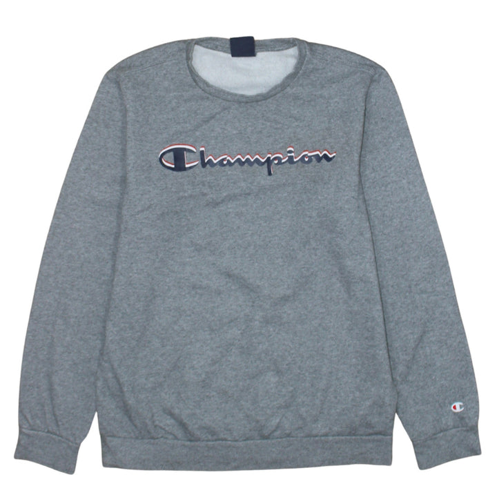 Champion Boys Grey Logo Pullover Sweatshirt XL 13-14 Years Fleece Crew Neck