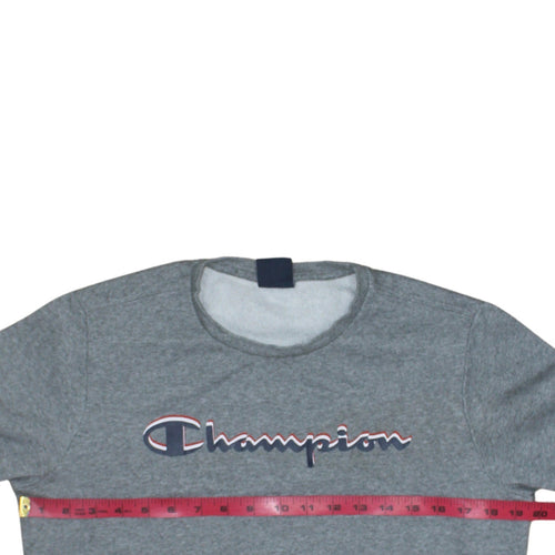 Champion Boys Grey Logo Pullover Sweatshirt XL 13-14 Years Fleece Crew Neck