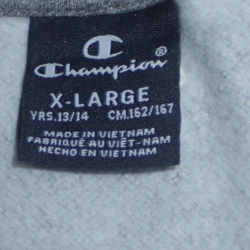 Champion Boys Grey Logo Pullover Sweatshirt XL 13-14 Years Fleece Crew Neck