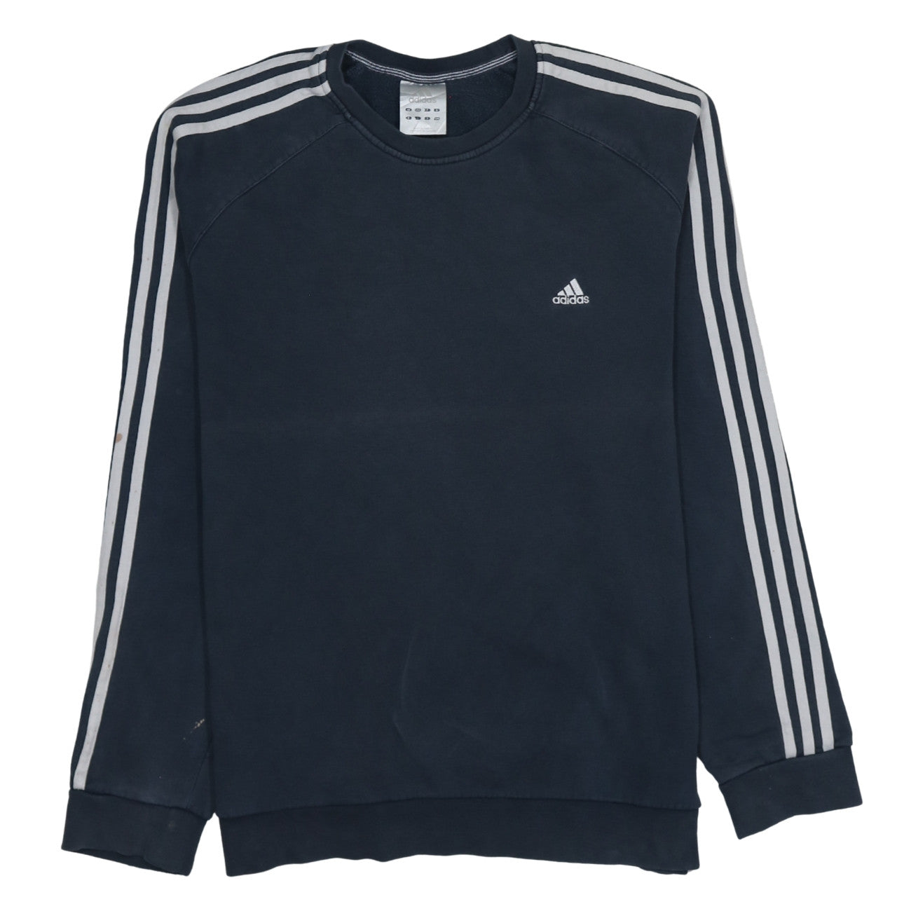 Adidas Mens Black Crew Neck Sweatshirt Size L Classic 3-Stripes Pullover