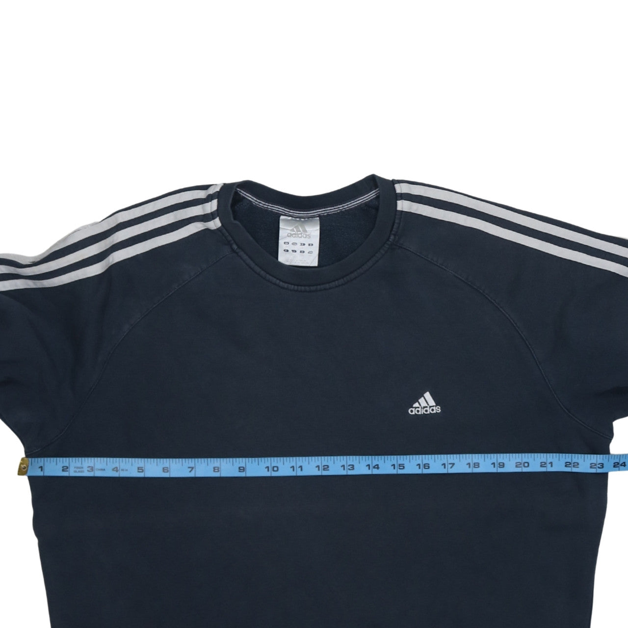 Adidas Mens Black Crew Neck Sweatshirt Size L Classic 3-Stripes Pullover