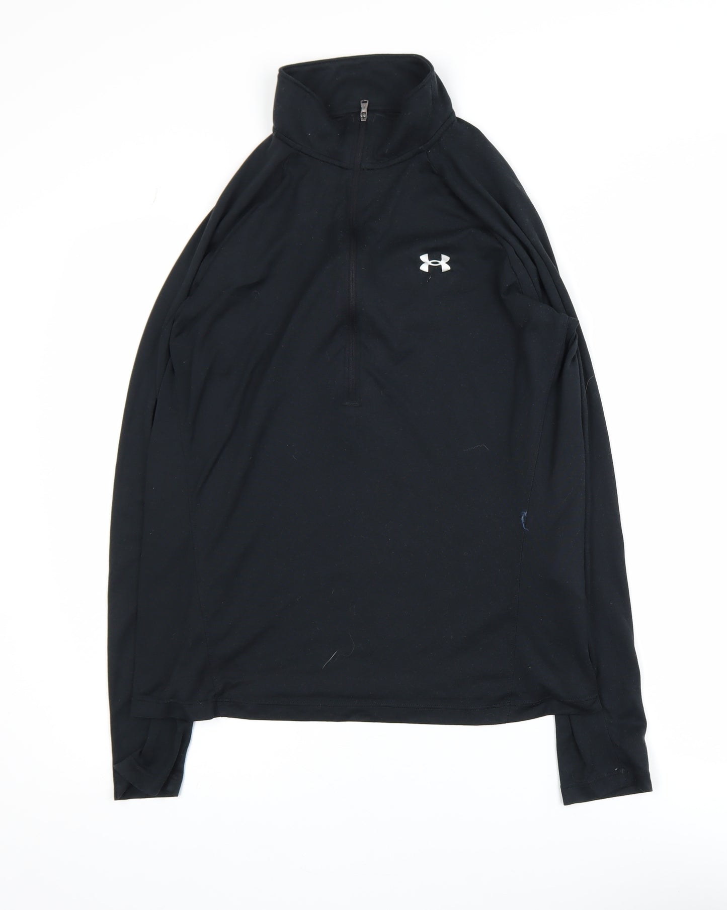 Under Armour Boys Black L Long Sleeve 1/4 Zip Track Jacket HeatGear