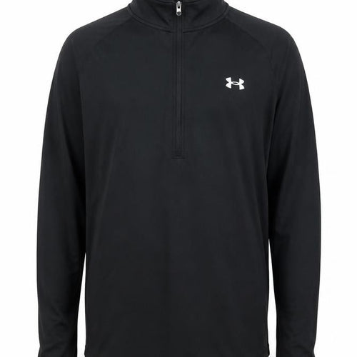 Under Armour Boys Black L Long Sleeve 1/4 Zip Track Jacket HeatGear
