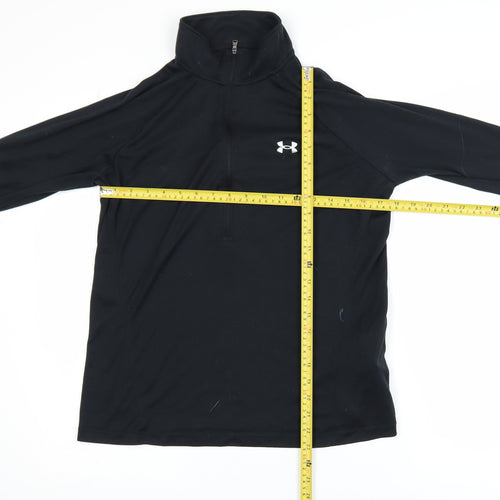 Under Armour Boys Black L Long Sleeve 1/4 Zip Track Jacket HeatGear
