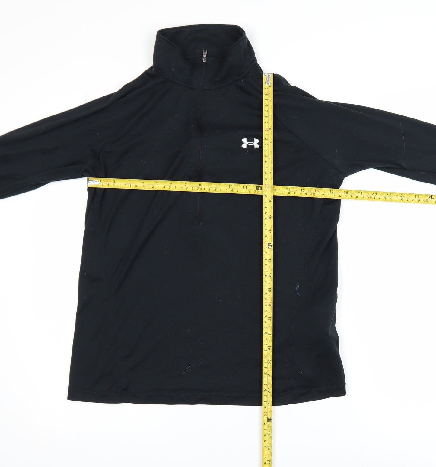 Under Armour Boys Black L Long Sleeve 1/4 Zip Track Jacket HeatGear
