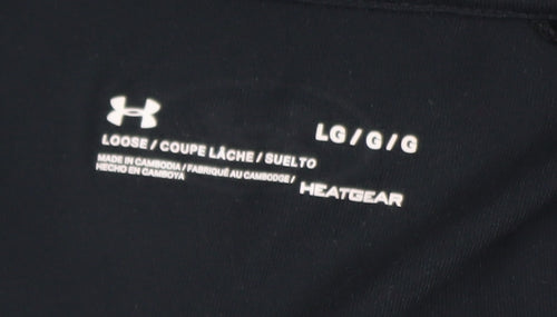 Under Armour Boys Black L Long Sleeve 1/4 Zip Track Jacket HeatGear