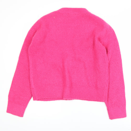 Brave Soul Womens Pink XS Cardigan V-Neck Acrylic Blend Knit