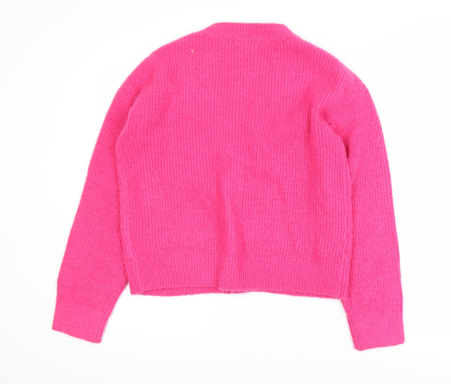 Brave Soul Womens Pink XS Cardigan V-Neck Acrylic Blend Knit