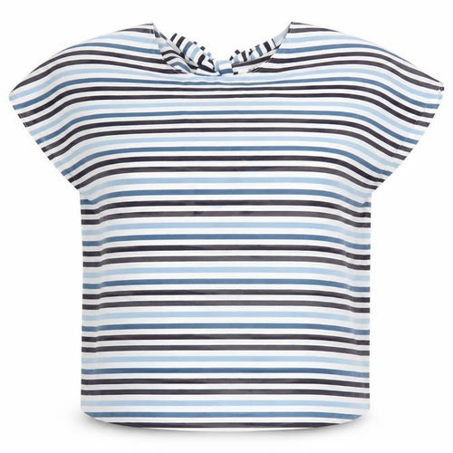 Uniqlo Women Blue Striped Bow Neck Chiffon Blouse Size M